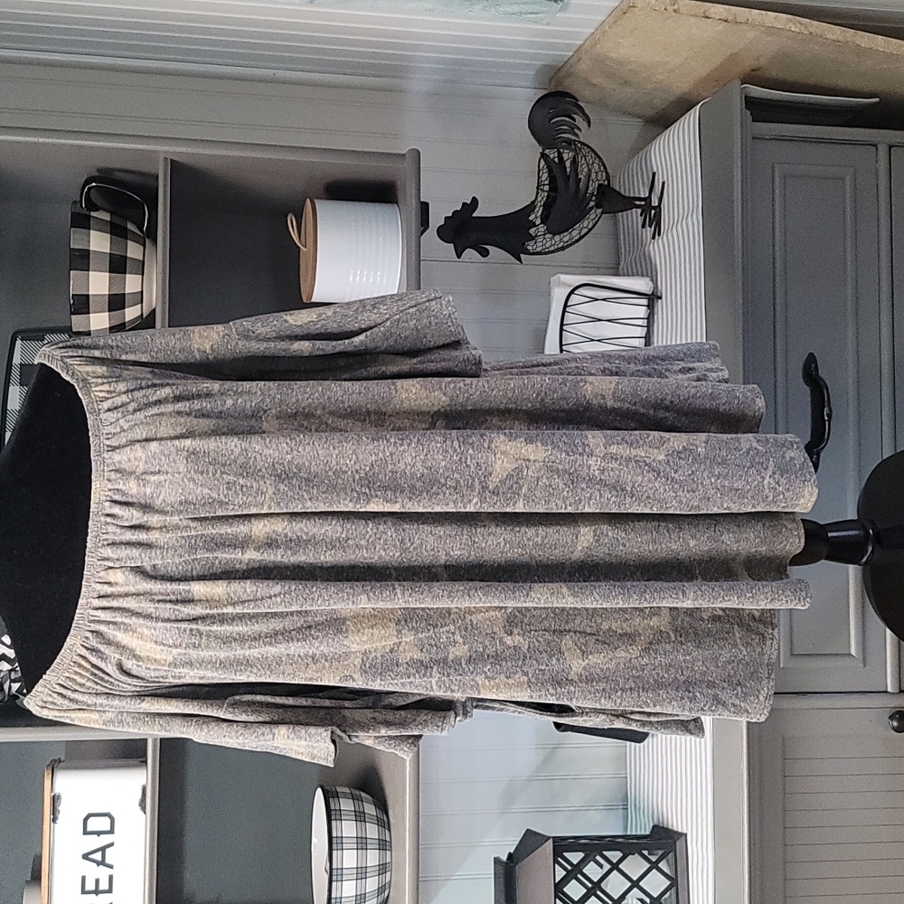 Camouflage Off Shoulder Tunic with Bell Sleeves